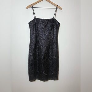 $495 Rickie Freeman by Teri Jon Womens Black Sequined Mini Dress Size 10
